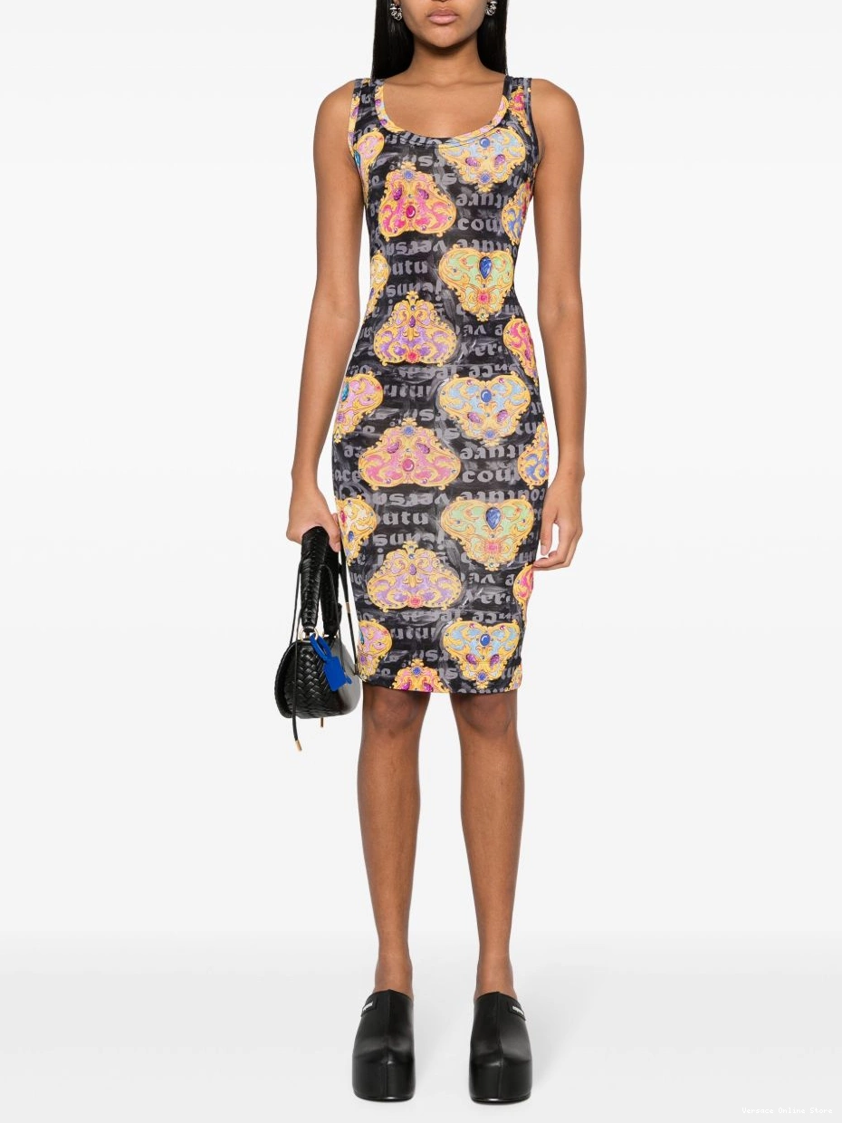 Affordable Couture Women Jeans Versace Heart-Couture-print jersey dress 0710